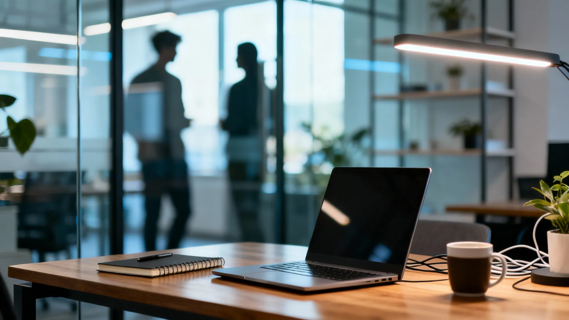 IT-Consulting Büro mit Arbeitsplatz und Laptop